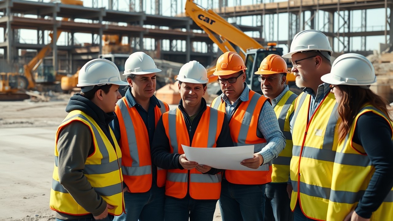 Contractor crew working an active job site where pollution liability exposure is present